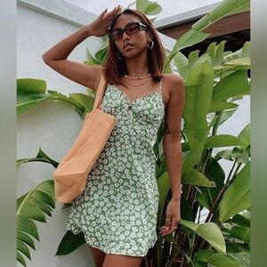 Princess Polly Tasmin Green Floral Mini Dress